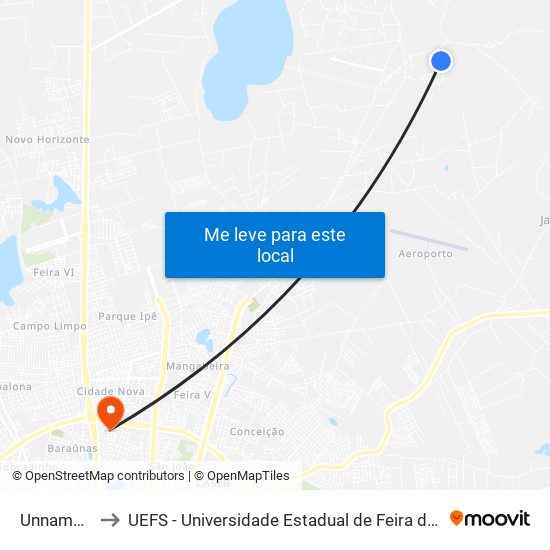 Unnamed 3 to UEFS - Universidade Estadual de Feira de Santana map