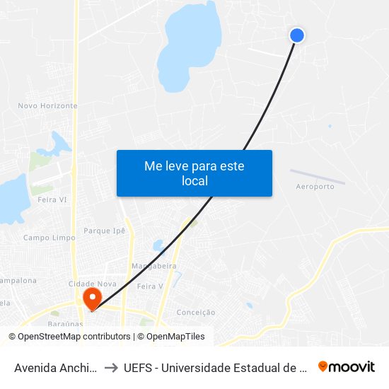 Avenida Anchieta, 499 to UEFS - Universidade Estadual de Feira de Santana map