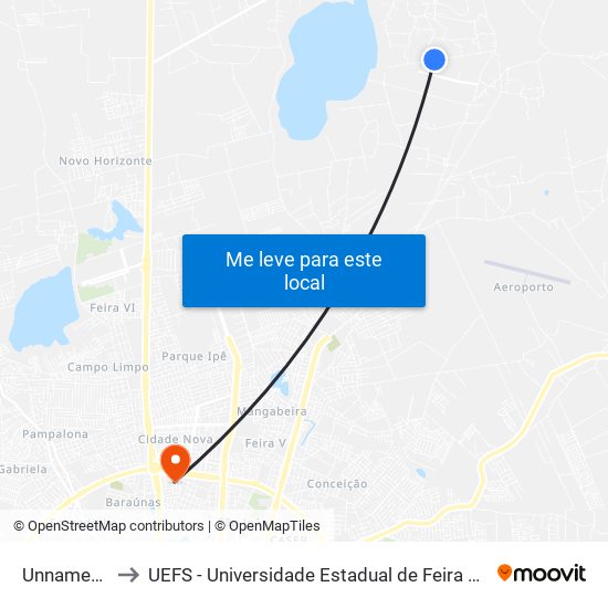 Unnamed 19 to UEFS - Universidade Estadual de Feira de Santana map