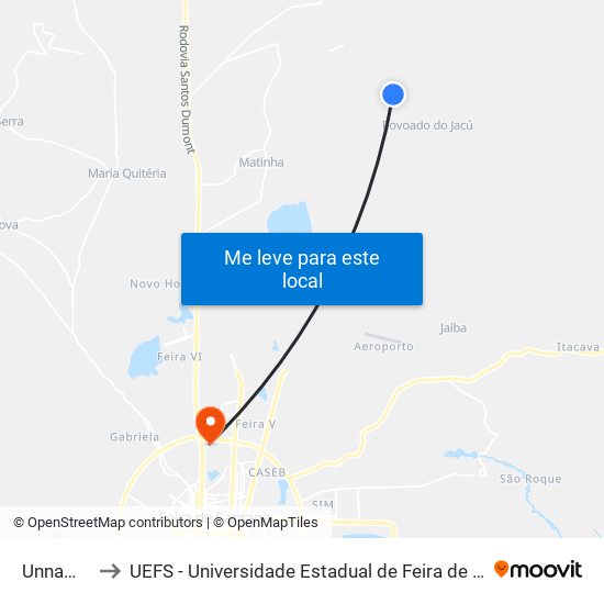 Unnamed to UEFS - Universidade Estadual de Feira de Santana map