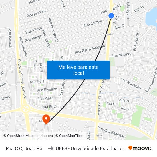 Rua C Cj Joao Paulo Ii, 5650 to UEFS - Universidade Estadual de Feira de Santana map