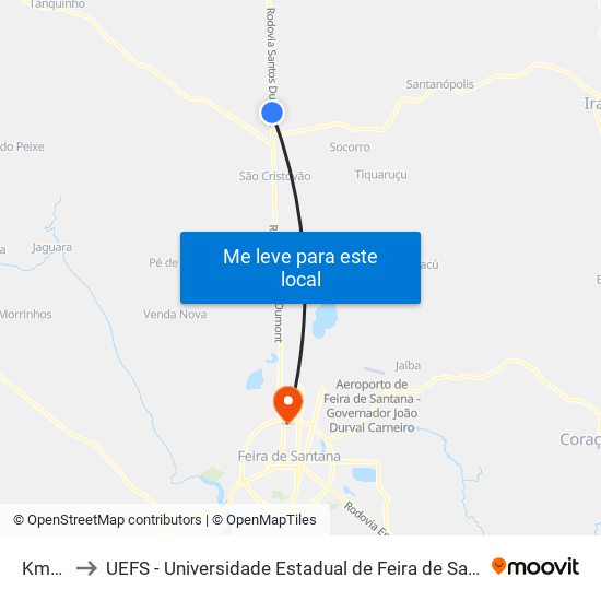 Km13 to UEFS - Universidade Estadual de Feira de Santana map