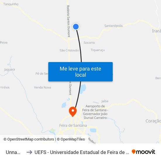 Unnamed to UEFS - Universidade Estadual de Feira de Santana map
