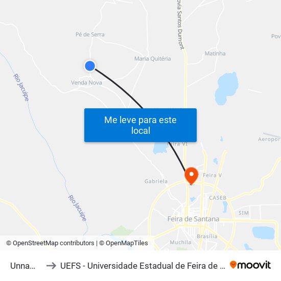 Unnamed to UEFS - Universidade Estadual de Feira de Santana map