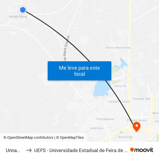 Unnamed to UEFS - Universidade Estadual de Feira de Santana map