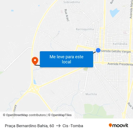 Praça Bernardino Bahia, 60 to Cis -Tomba map