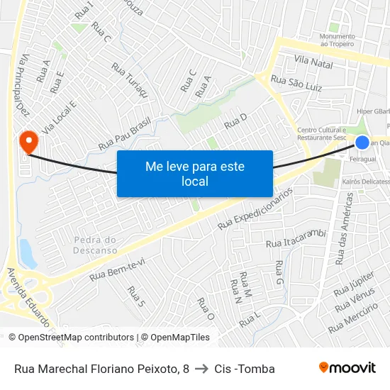 Rua Marechal Floriano Peixoto, 8 to Cis -Tomba map
