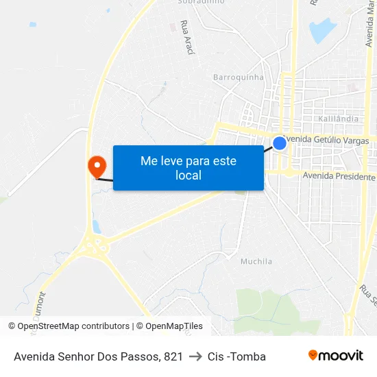 Avenida Senhor Dos Passos, 821 to Cis -Tomba map