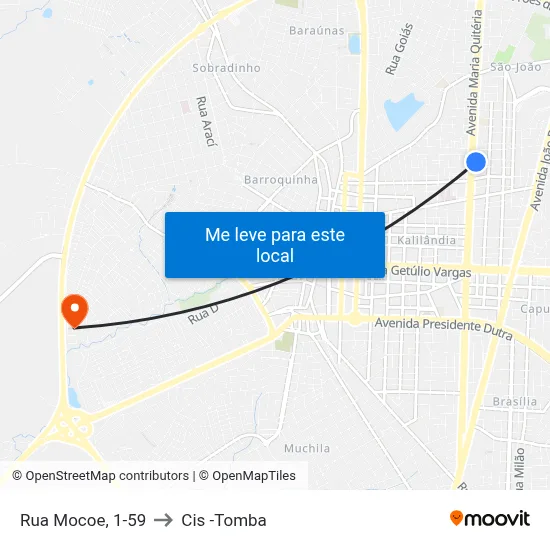 Rua Mocoe, 1-59 to Cis -Tomba map