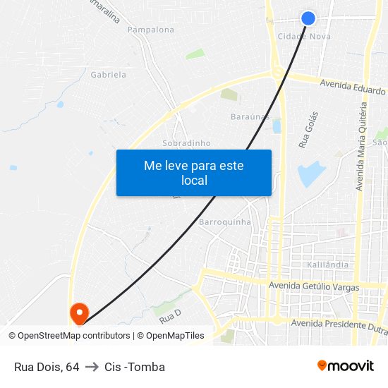 Rua Dois, 64 to Cis -Tomba map