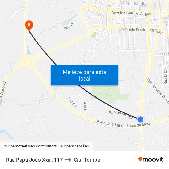 Rua Papa João Xxiii, 117 to Cis -Tomba map