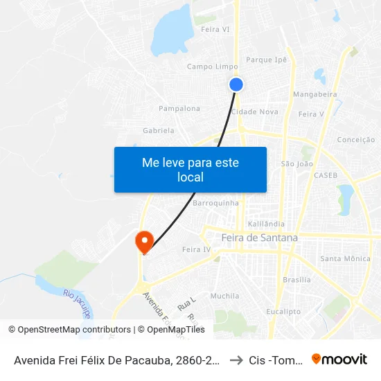 Avenida Frei Félix De Pacauba, 2860-2968 to Cis -Tomba map