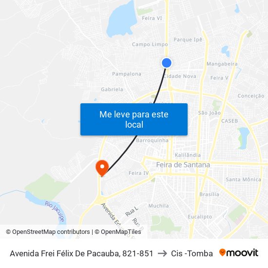 Avenida Frei Félix De Pacauba, 821-851 to Cis -Tomba map