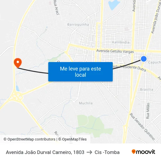 Avenida João Durval Carneiro, 1803 to Cis -Tomba map