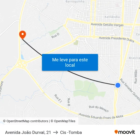 Avenida João Durval, 21 to Cis -Tomba map