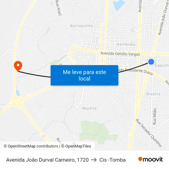 Avenida João Durval Carneiro, 1720 to Cis -Tomba map