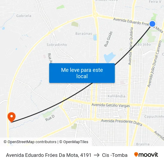 Avenida Eduardo Fróes Da Mota, 4191 to Cis -Tomba map