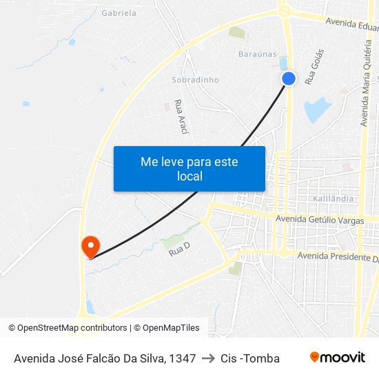 Avenida José Falcão Da Silva, 1347 to Cis -Tomba map