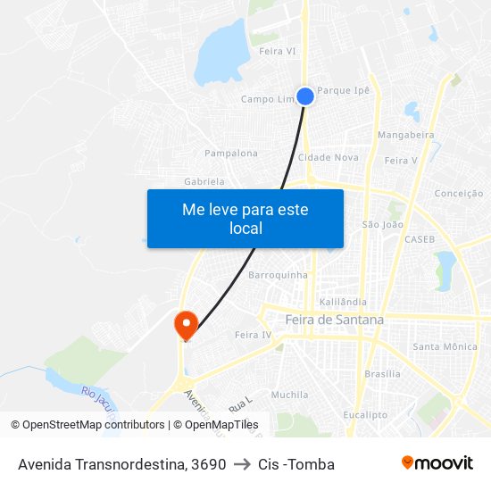 Avenida Transnordestina, 3690 to Cis -Tomba map