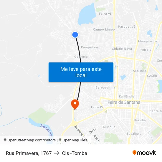 Rua Primavera, 1767 to Cis -Tomba map