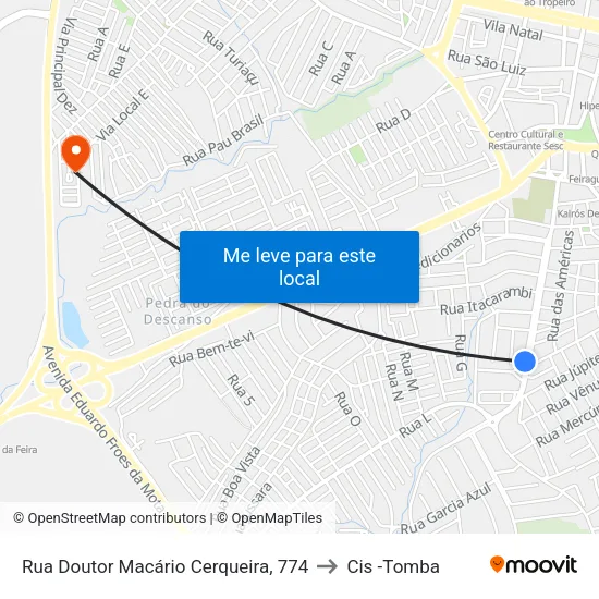 Rua Doutor Macário Cerqueira, 774 to Cis -Tomba map