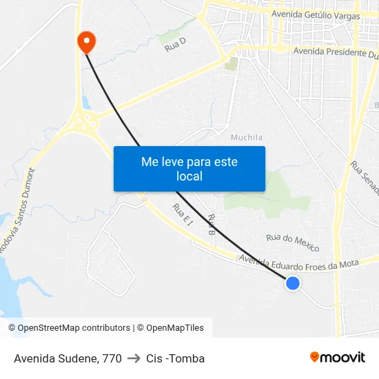 Avenida Sudene, 770 to Cis -Tomba map