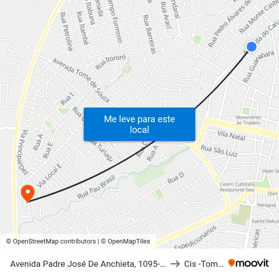 Avenida Padre José De Anchieta, 1095-1211 to Cis -Tomba map