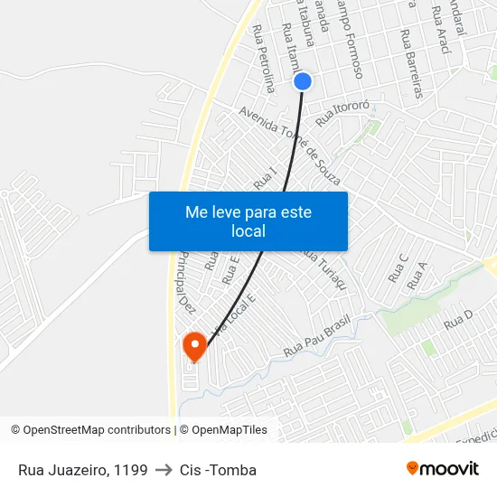 Rua Juazeiro, 1199 to Cis -Tomba map