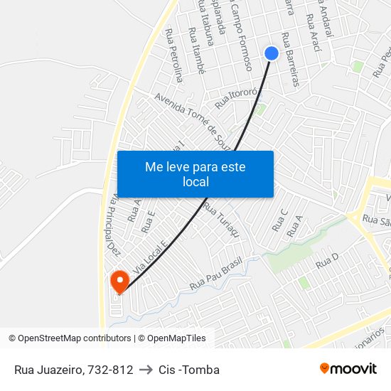 Rua Juazeiro, 732-812 to Cis -Tomba map