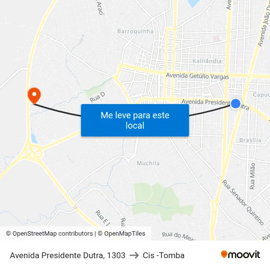 Avenida Presidente Dutra, 1303 to Cis -Tomba map