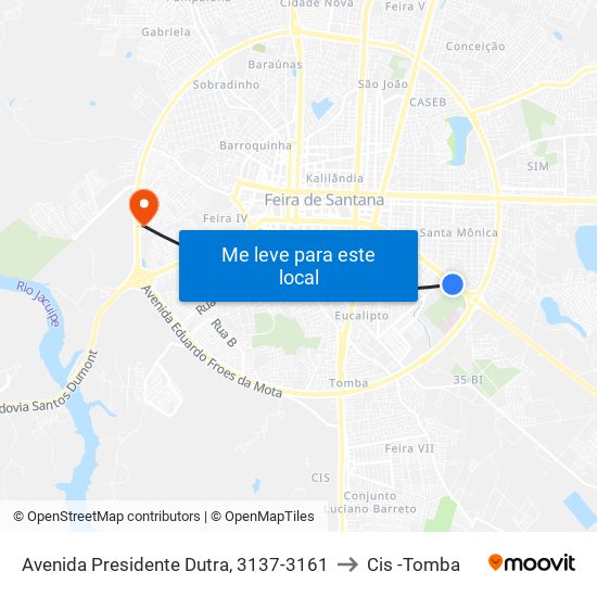 Avenida Presidente Dutra, 3137-3161 to Cis -Tomba map