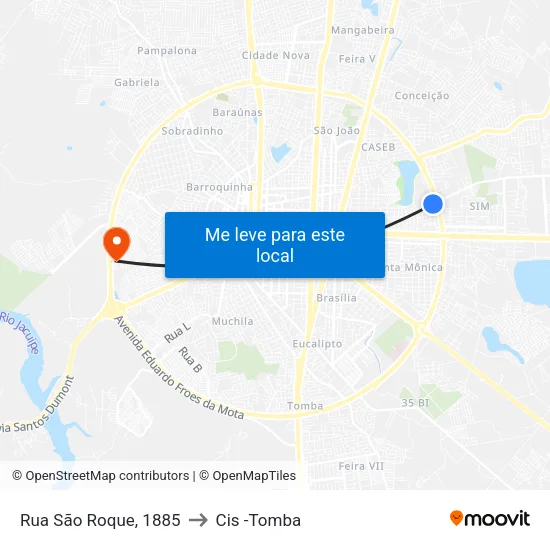Rua São Roque, 1885 to Cis -Tomba map