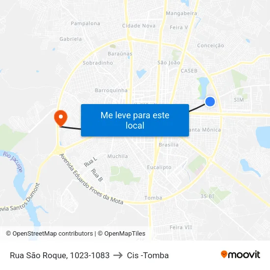 Rua São Roque, 1023-1083 to Cis -Tomba map