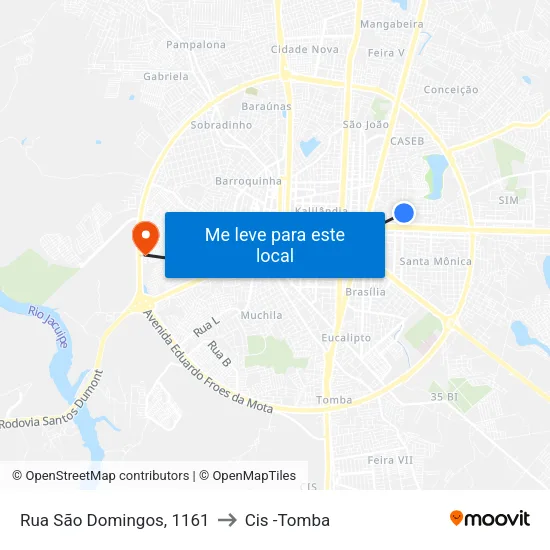 Rua São Domingos, 1161 to Cis -Tomba map