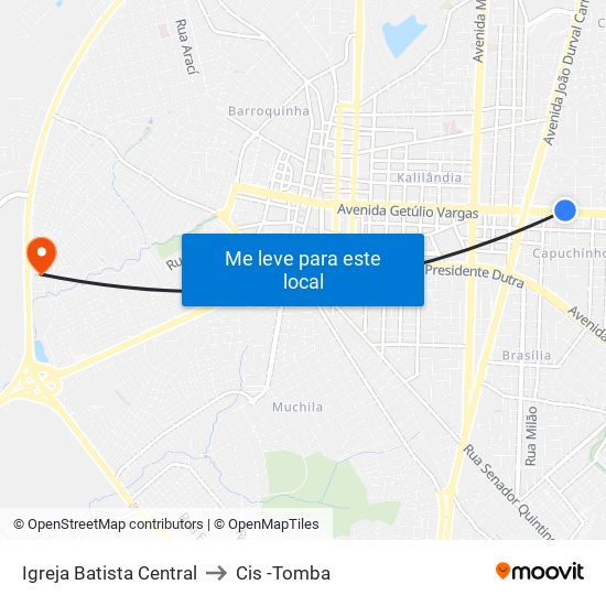 Igreja Batista Central to Cis -Tomba map