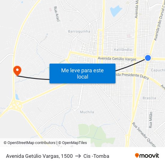 Avenida Getúlio Vargas, 1500 to Cis -Tomba map