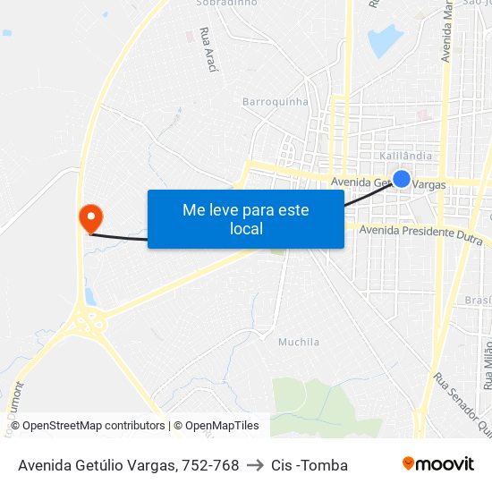 Avenida Getúlio Vargas, 752-768 to Cis -Tomba map