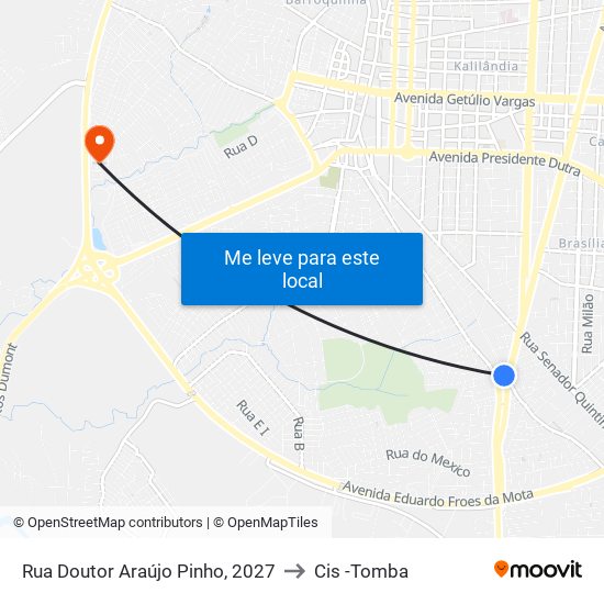 Rua Doutor Araújo Pinho, 2027 to Cis -Tomba map