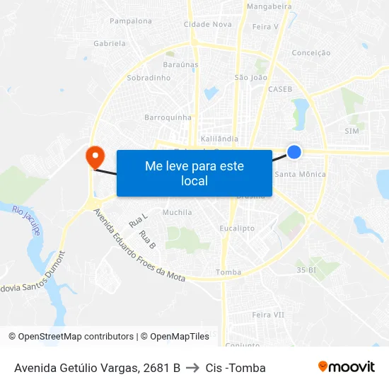Avenida Getúlio Vargas, 2681 B to Cis -Tomba map