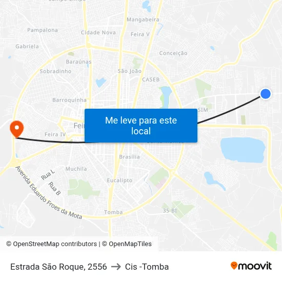 Estrada São Roque, 2556 to Cis -Tomba map