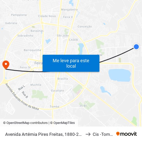 Avenida Artêmia Pires Freitas, 1880-2090 to Cis -Tomba map