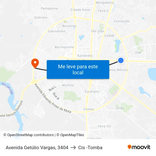 Avenida Getúlio Vargas, 3404 to Cis -Tomba map
