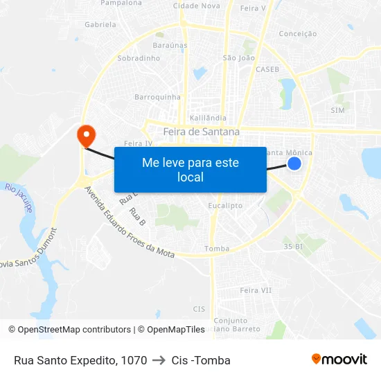 Rua Santo Expedito, 1070 to Cis -Tomba map