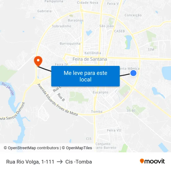 Rua Rio Volga, 1-111 to Cis -Tomba map
