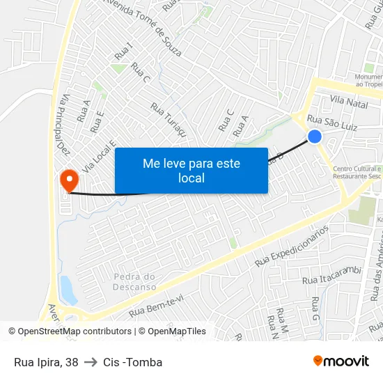 Rua Ipira, 38 to Cis -Tomba map