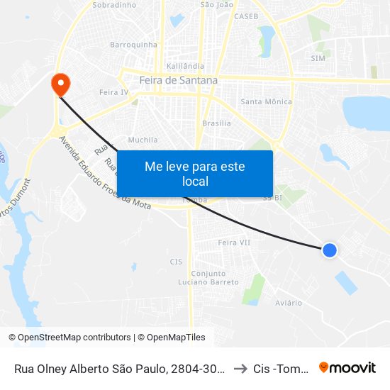 Rua Olney Alberto São Paulo, 2804-3080 to Cis -Tomba map