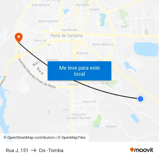 Rua J, 151 to Cis -Tomba map