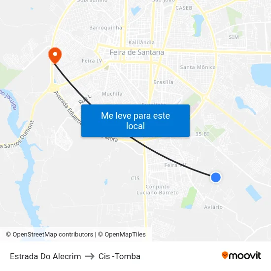 Estrada Do Alecrim to Cis -Tomba map
