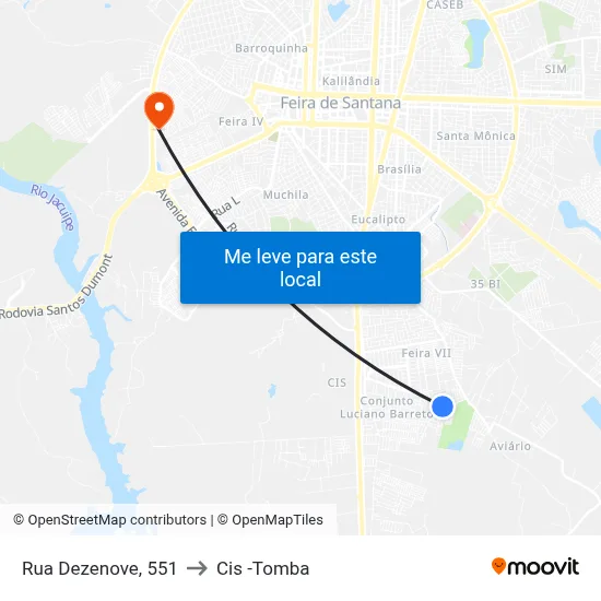 Rua Dezenove, 551 to Cis -Tomba map