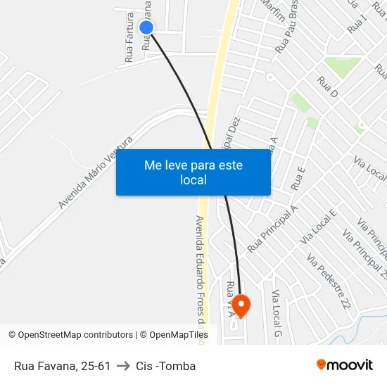 Rua Favana, 25-61 to Cis -Tomba map